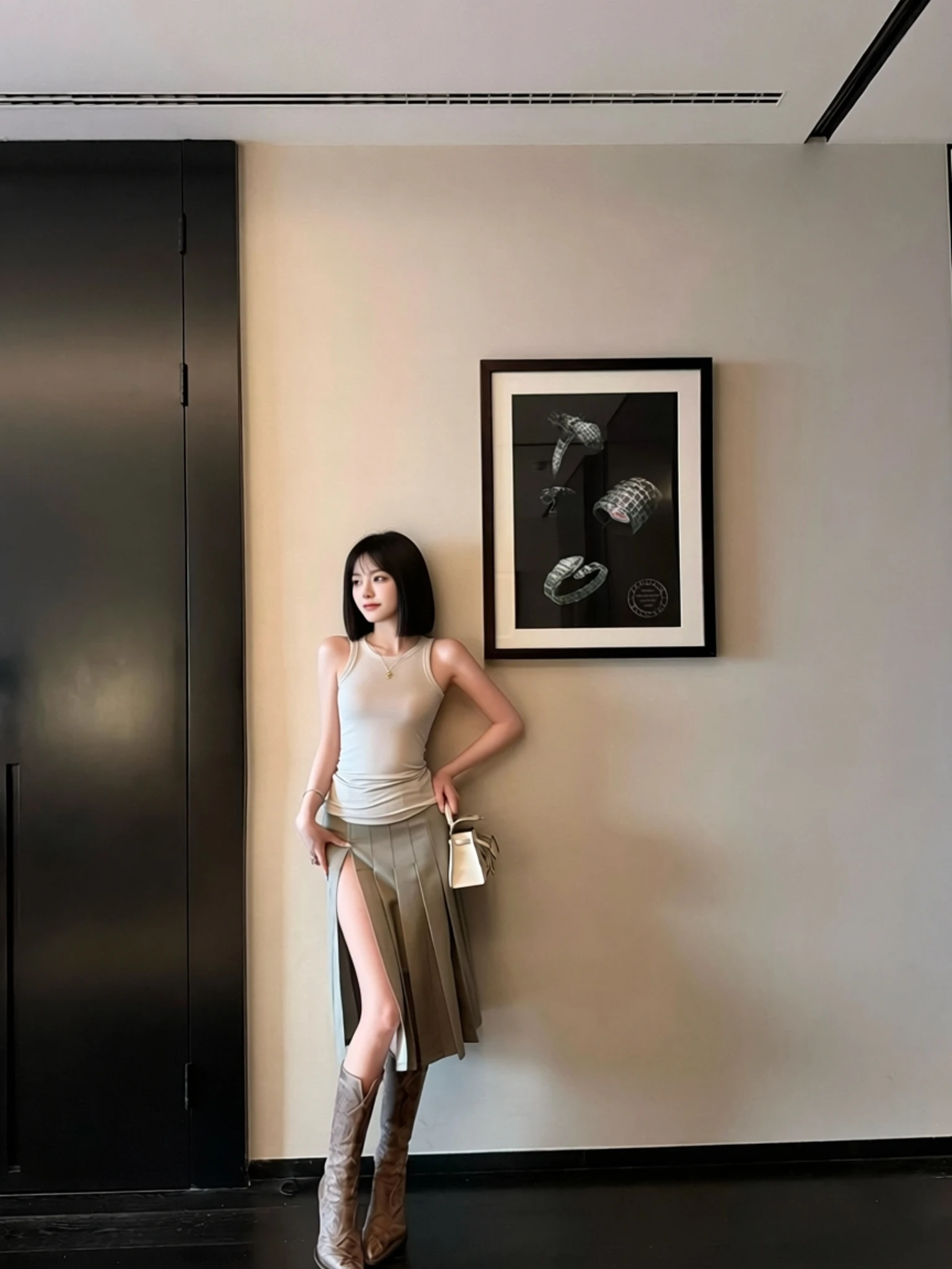 

CHYOU Korean Style Elastic Sleeveless Top And High Slit Skirt Set for Women Spring Summer Fashion Outfit Two Piece Set