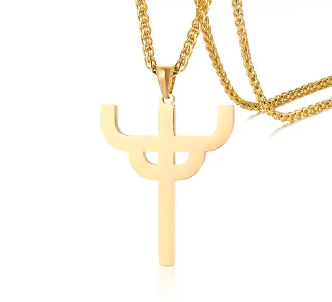 Mens Merch Symbol Charm Amulet Judas Priest Necklace Stainless Steel Men's Favorite Pendant 3mm 24''