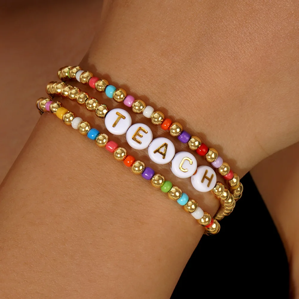 

3 шт., браслет из бисера, украшения для рук, сезон «Снова в школу», подарок учителям, выпускной, памятный