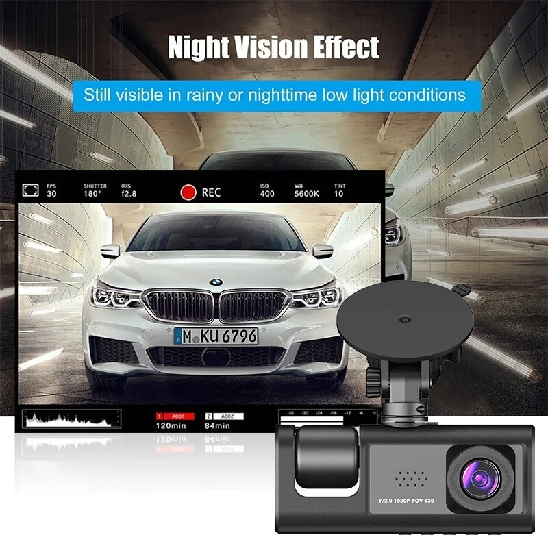 Night Vision Drive Recorder Seamless Loop Recording Dash Cam Wifi 2 Inch Car Surveillance Camera 3-Lens Black Box Dashcam Cars