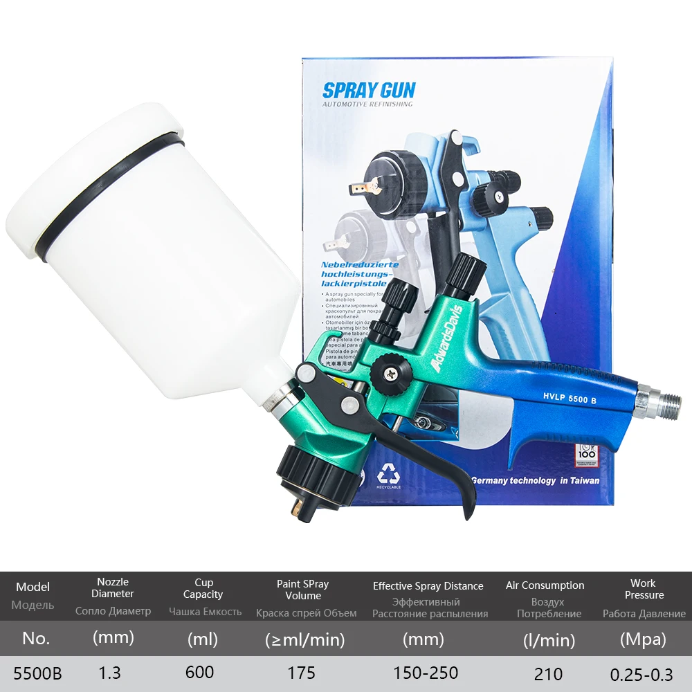 

Manual Low Pressure High Atomization Spray Gun, Car Furniture Leather Repair, UV Varnish Glazing Spray Tool, 1.3mm HVLP, 600ml