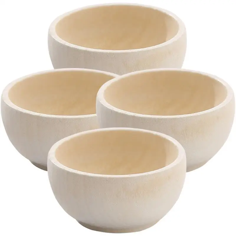 

4pcs Mini DIY Wooden Playthings Bowl Playthings Kids And Crafts Toys For Kids Microlandscape Decor Wooden Craft Painted Bowl