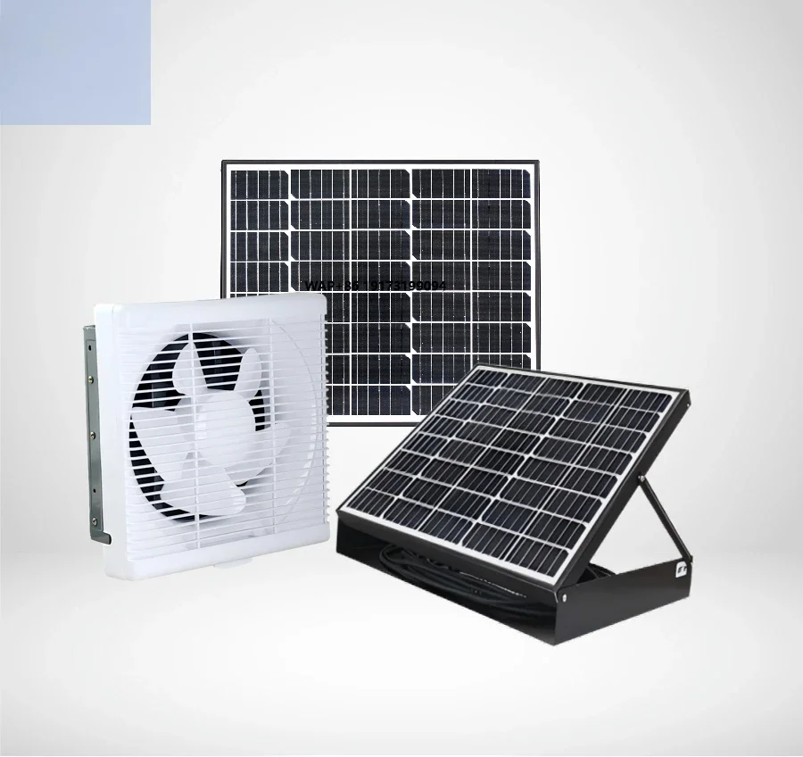 80W Plastic Solar Wall Mounted Exhaust Ventilation Fan with Solar Panel for Greenhouse/Room/Bathroom Hot Air Extractor Fan
