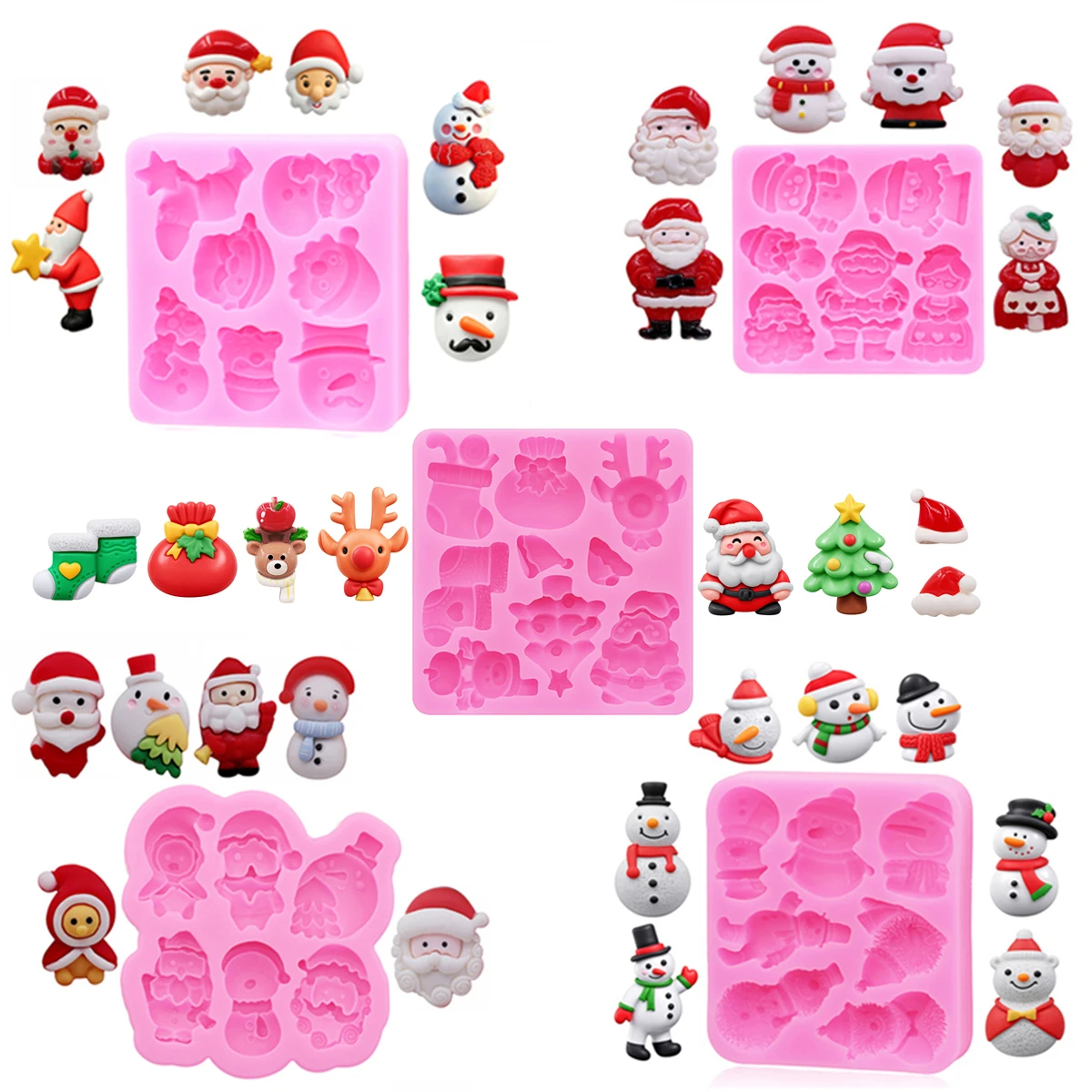 Christmas DIY Gnome And Santa Claus Keychain Mold Epoxy Resin Silicone Mould for Chocolate Cake Decoration Dwarf Moulde