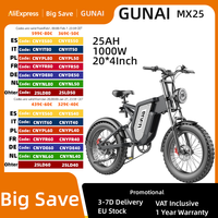 GUNAI MX25 Electric Bicycle 1000W 48V 25AH Adult Mountain Electric Bicycle 4.0 * 20 inch Fat Tire Off Road Electric Bicycle