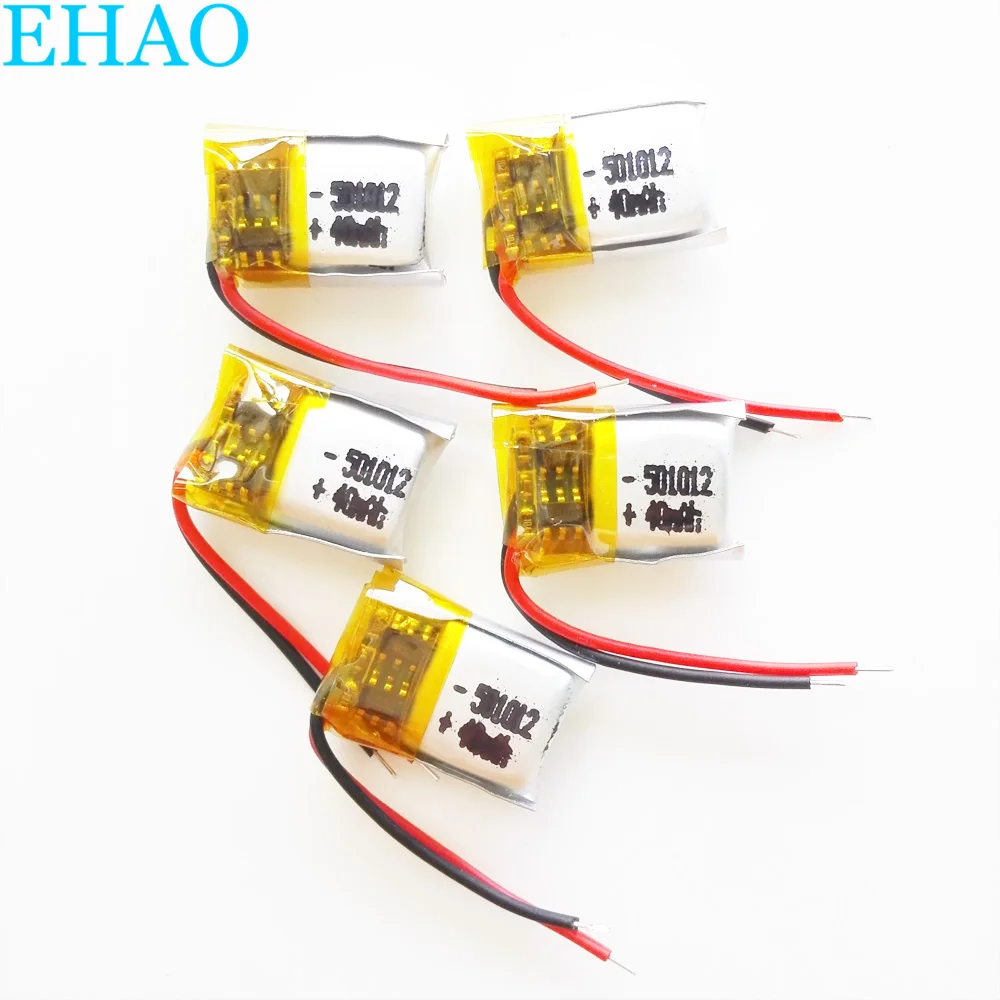 5 szt. 3.7v 40mAh litowo-polimerowa LiPo akumulator 501012 do słuchawek Mp3 rejestrator Bluetooth zestaw słuchawkowy rejestrator