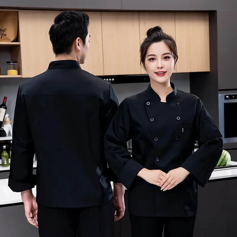 유니섹스 셰프 유니폼 순백 호텔 레스토랑 작업복 주방 맞춤 로고 자수 인쇄