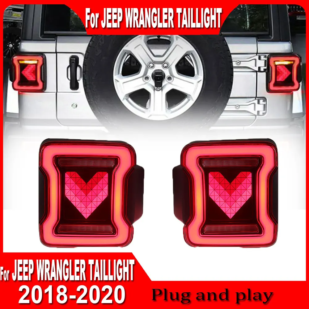 2pc Car Styling Tail Lamp for Jeep Wrangler Tail Lights 2018 2019 2020 LED Tail Light DRL Brake Reverse Stop Lamp car Accessorie