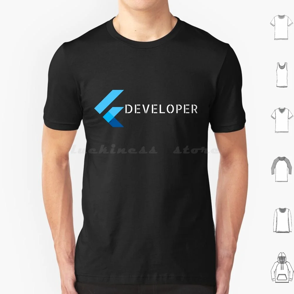 Flutter Developer Black T Shirt Cotton Men Women DIY Print Flutter Developer Black Flutter Developer Flutter Developer Android