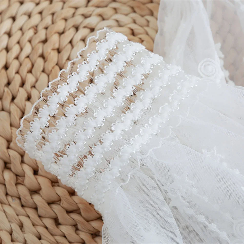 1 زوج انفصال الأصفاد الدانتيل زهرة شبكة وهمية متوهج الأكمام طبقة مزدوجة مطوي Ruched كاذبة الأصفاد سترة بلوزة تدفئة المعصم