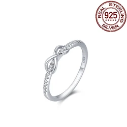 CWWZircons Fine 925 Sterling Silver Twisted Wedding Promise Ring for Women Infinite Design Micro Pave CZ Chic Jewelry Gift SR030