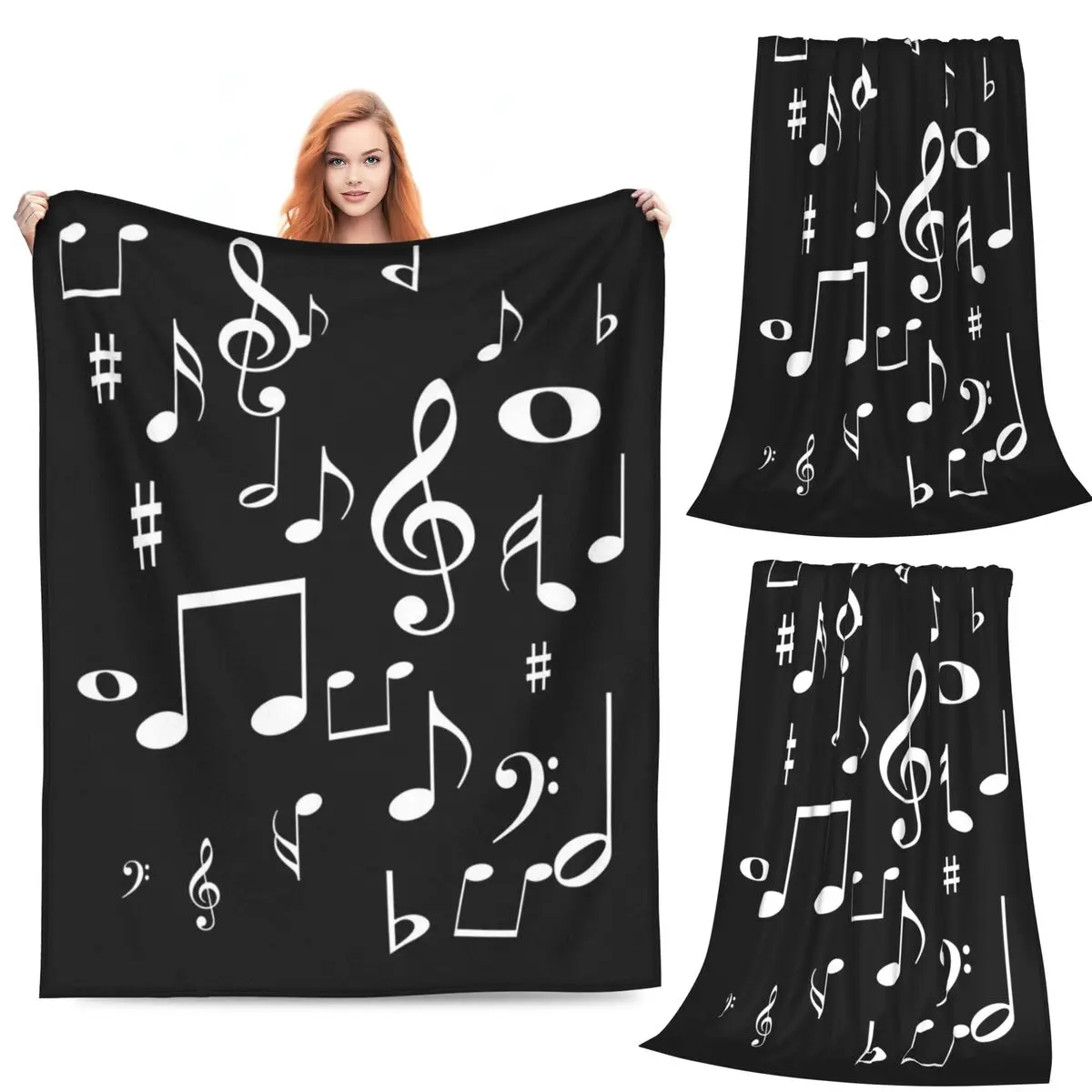 

Music Notes Blankets Flannel Sofa Throw Blanket Multi-function Throw Blankets for Home Bedroom Outdoor Throws Bedspread Quilt