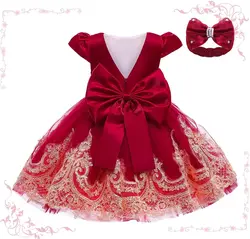 Baby Girls 1st Birthday Costume Toddler Kids Wedding Birthday Party Lace Princess Dress Children Christmas Girls elegant dresses