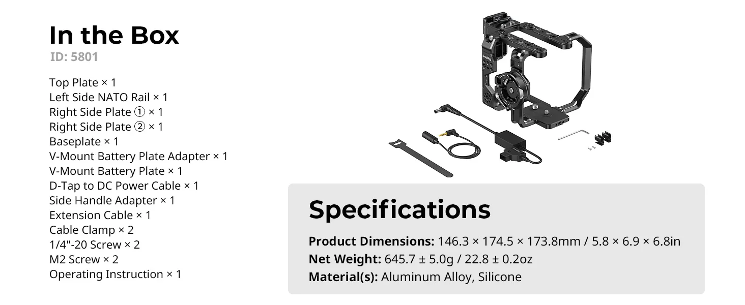 SmallRig FX6 Cage Kit für Sony FX6 für vertikale Aufnahmen mit Top-Platte, seitlichem Griffadapter, Kabelklemme, Grundplatte und V-Mount-Platte – Detail 9