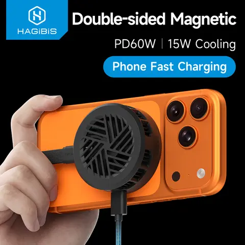 Hagibis Magnetic Cell Phone Cooler Double-sided Magnetic Semiconductor Cooling Fan Phone Radiator for Gaming Live Streaming Vlog