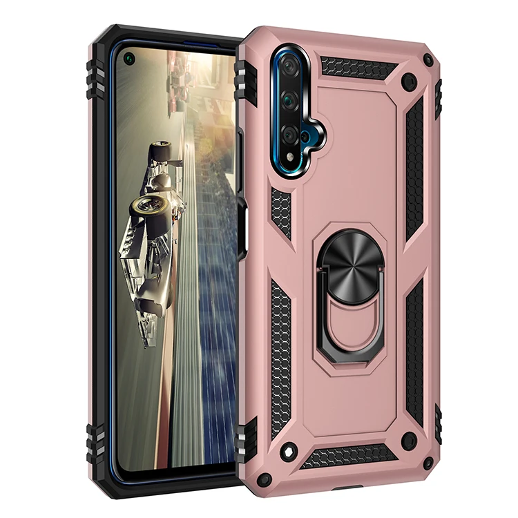 for Huawei Nova 5T Armor Shockproof Case for Huawei Nova 5 T Military Drop Protective Magnet Car Holder Ring Case Cover, image 6