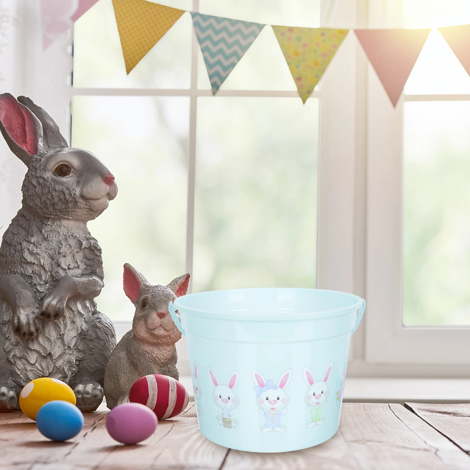 Seau de plage en plastique pour enfants, ensemble de jouets, seau de sable, couleur verte, Pot de fleur de jardin, motif de lapin, environnement sûr