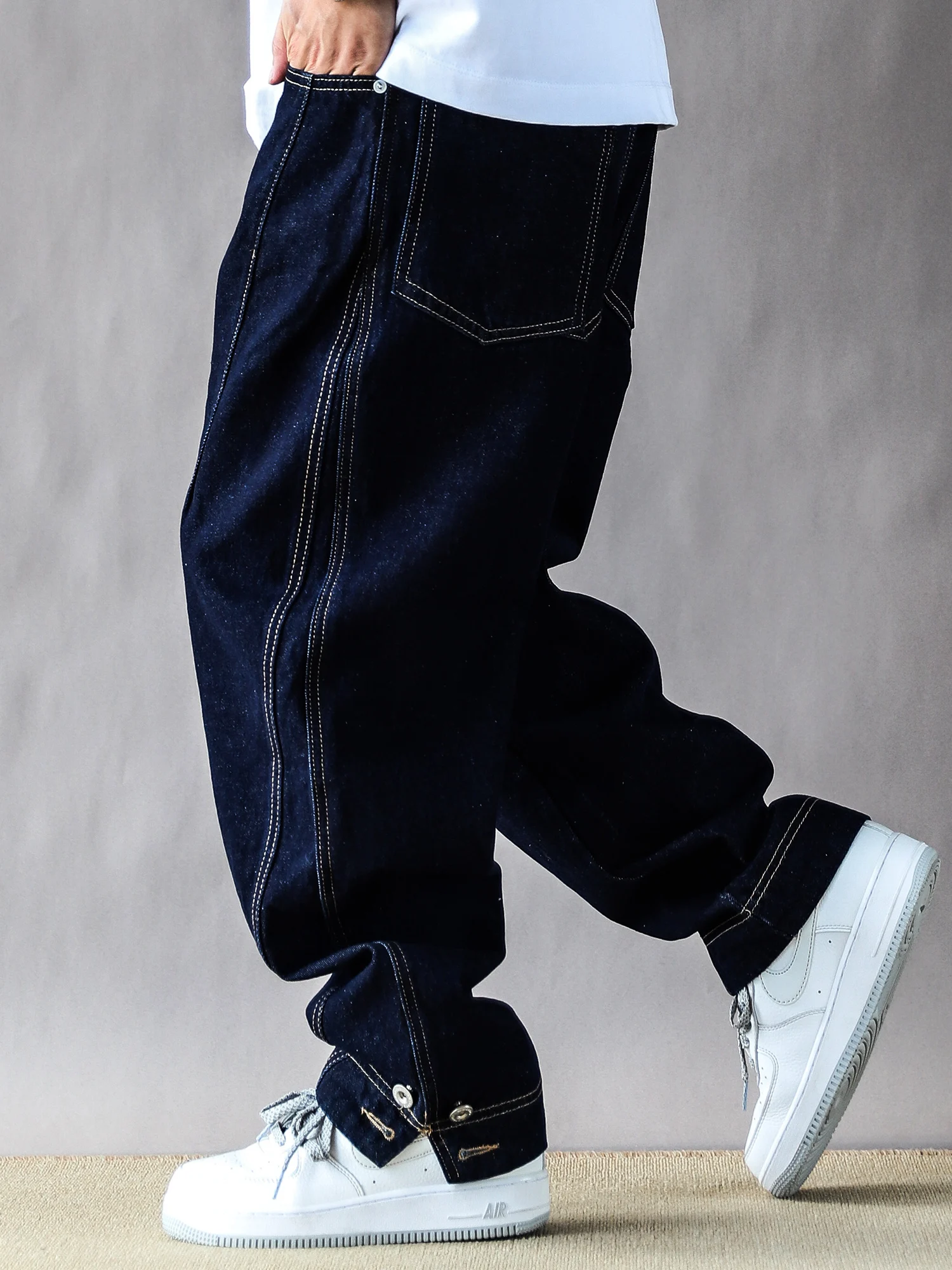 

American Retro Heavyweight Men's Jeans Autumn Winter Loose Casual Straight Leg Original Color Long Pants High Street Style