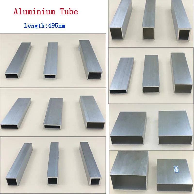 

6x6~80x40mm Metal Aluminum Alloy Rectangular Square Tube Pipe Length 495mm DIY Material for Model Part Accessories DIY Car Frame