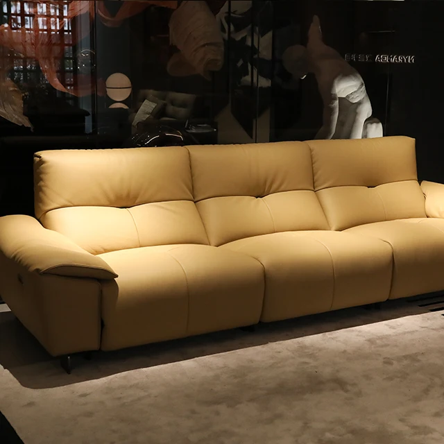 ห้องนั่งเล่นที่ทันสมัยไฟฟ้าสมาร์ทหนังขี้เกียจโซฟาสีที่กําหนดเองมัลติฟังก์ชั่เตียงโซฟาเปิดประทุน