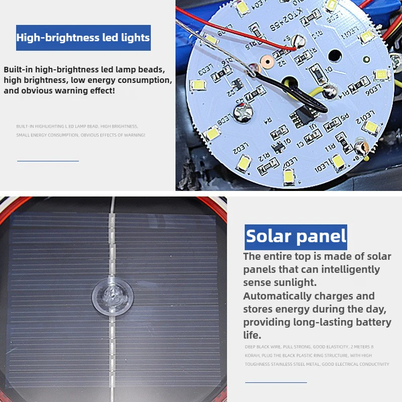 للشاحنات والسيارات قارب يعمل بالطاقة الشمسية ضوء تحذير ستروب مغناطيسي مع 6 مصابيح LED منارة الطوارئ العنبر لبناء رافعة البرج