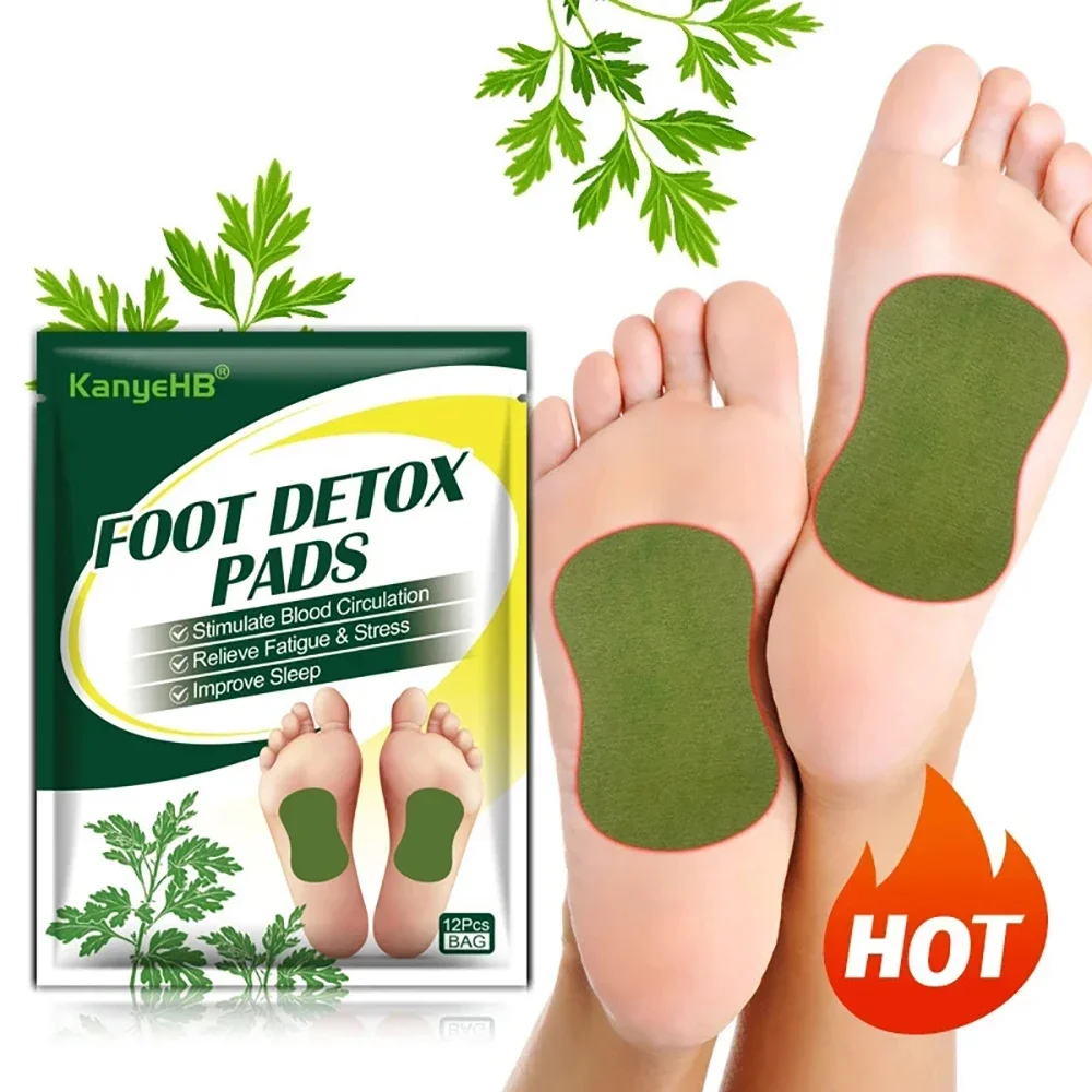 Natural Herbal Wormwood Artemisia Argyi Detox Foot Care Patche Pad 12/36Pcs Weight Loss Relieve Stress Relaxation Deep Cleansing