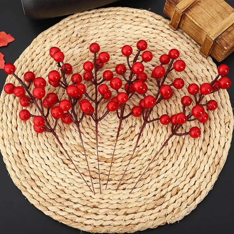 Artificial Red Berries Bouquet Fake Pomegranate Flower Christmas Tree Decoration Accessories Wedding Party Decor New Year 2024