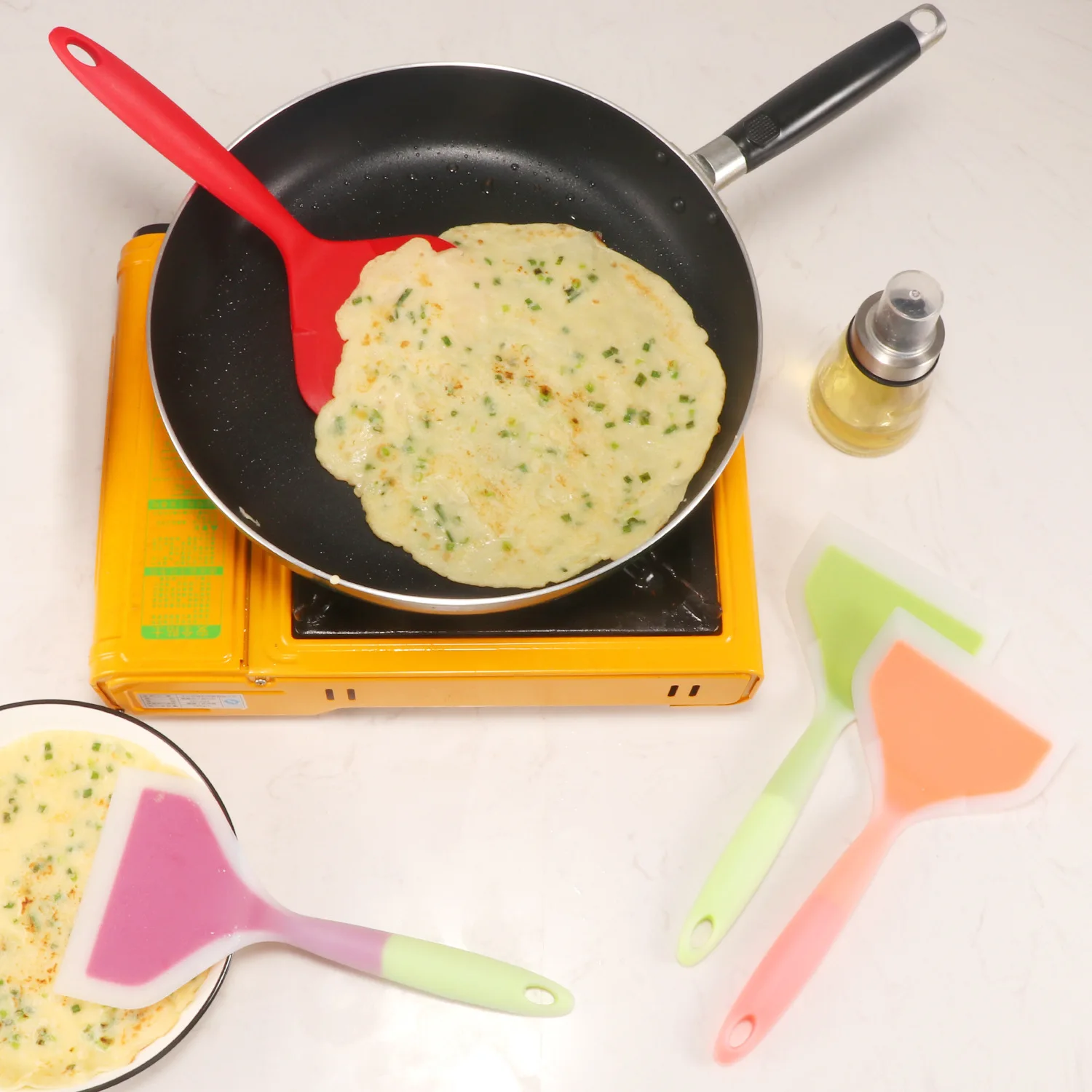 Silicone Kitchen Ware Cooking Utensils Spatula Beef Meat Egg Kitchen Scraper Wide Pizza Cooking Tools Shovel Non-stick Spatula