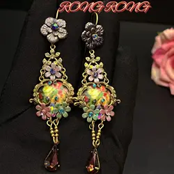French Retro Palace Style Textured Flower Earrings Vintage Heavy Western Style Antique Temperament Medieval Earrings