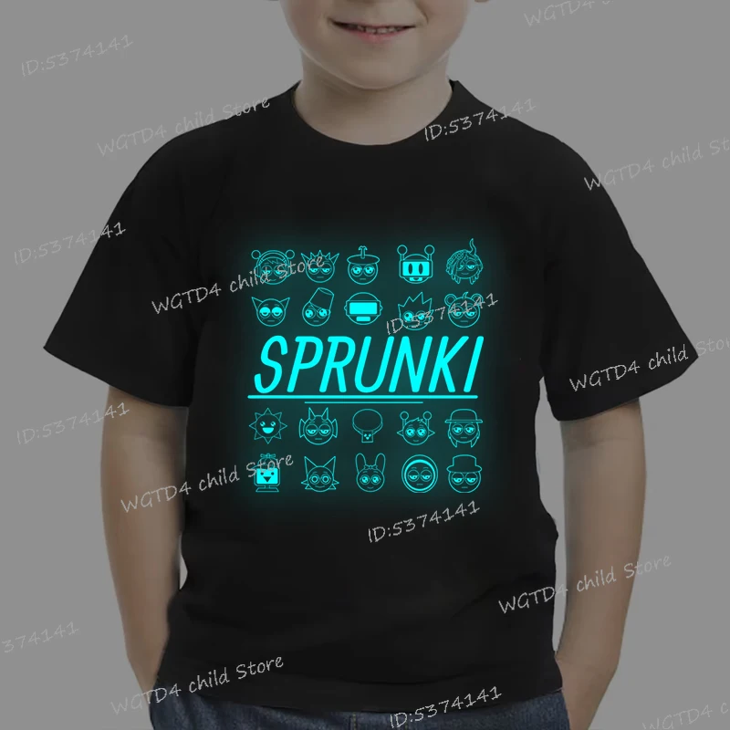مضحك Sprunki الاطفال تي شيرت Incredibox لعبة الصيف بلايز مضيئة قصيرة الأكمام بلايز الكرتون Sprunki الشارع الشهير بنين بنات تيز