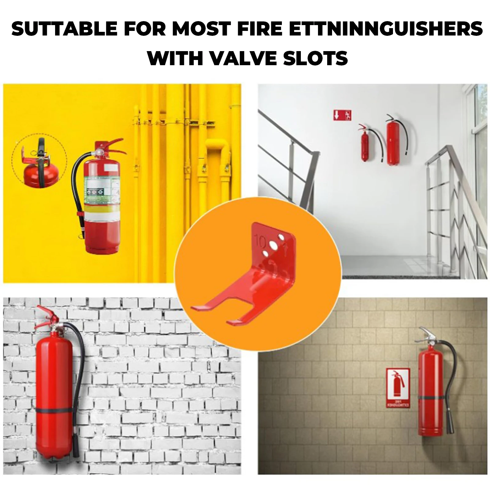 Fire Extinguisher Mounts & Brackets Red Wall Mount Fork Slot 2.5CM Brackets for Large and Small Dry Chemical