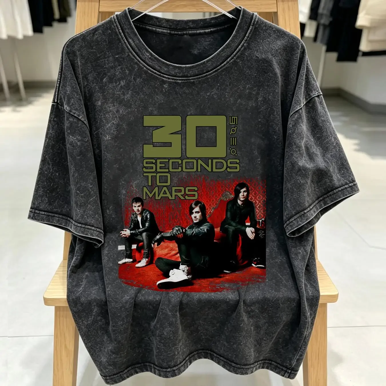 washed T Shirt 30 SECONDS TO MARS BAND A BEAUTIFUL LIE WORLD TOUR 2014 YA331 vintage Washed Breathable Unisex designer clothes