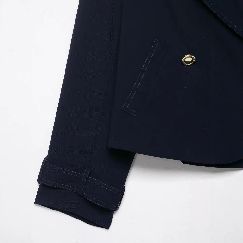 PB&ZA Women's Fashion Classic Versatile Double-breasted Short Coat Autumn Mature Style All-match Outerwear