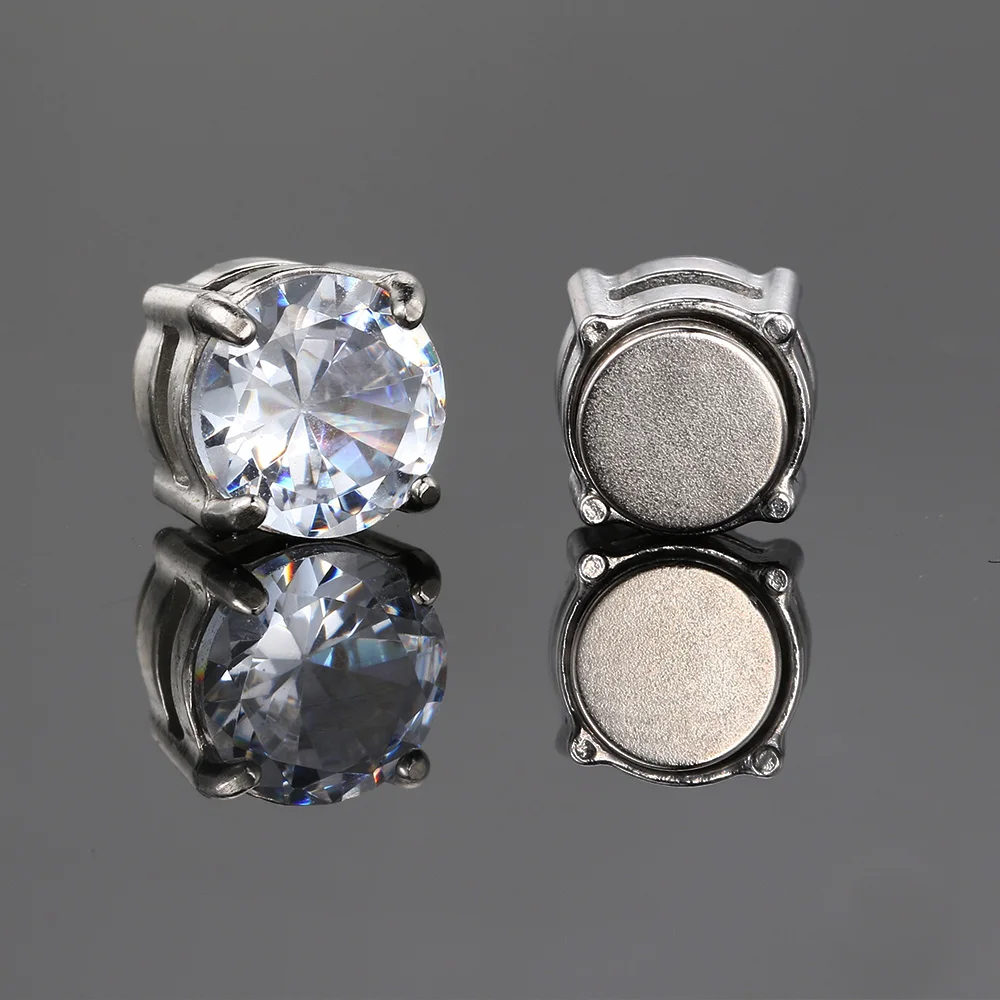 Silber Farbe Magnet clips Ohrringe für Frauen Männer Edelstahl nicht Piercing Punk Zirkon Magnet Ohr stecker Schmuck Geschenke kae047