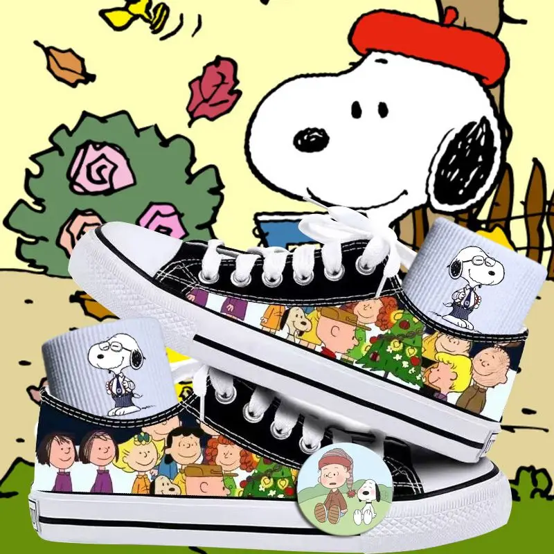 Snoopy Cartoon Cute Low-top Canvas Shoes Trendy and Versatile Casual Men and Women Fashion Couple Sports Shoes Birthday Gift