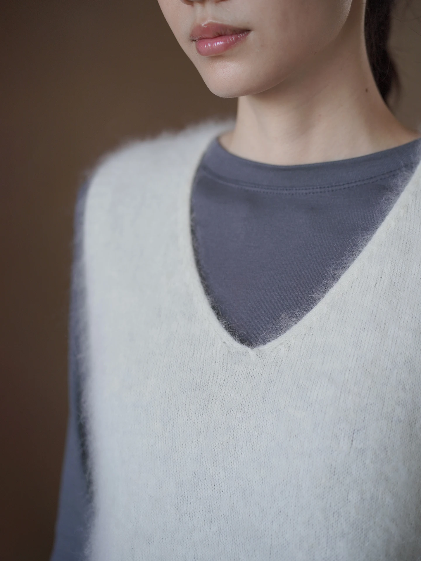 Hacikis Miss Soft Cotton Candy  Silk Wool Cashmere Blend Fleece Feel Loose V Neck Layering Knitted Vest Casual Style ...