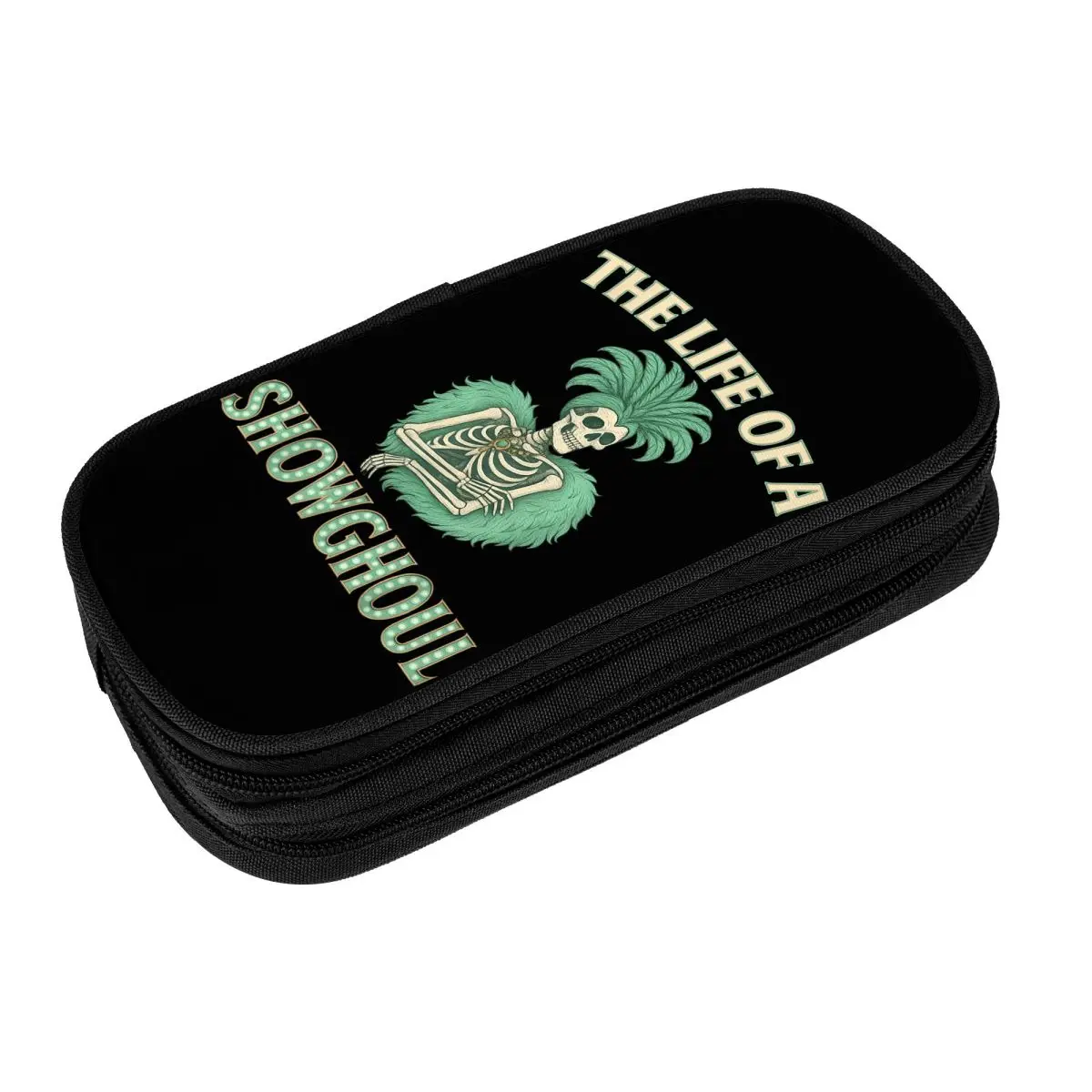 The Life Of A Showghoul Retro Halloween Show Skeleton Girl Pencil Case School Pencil Cases Canvas Boy Girl University Pen Box