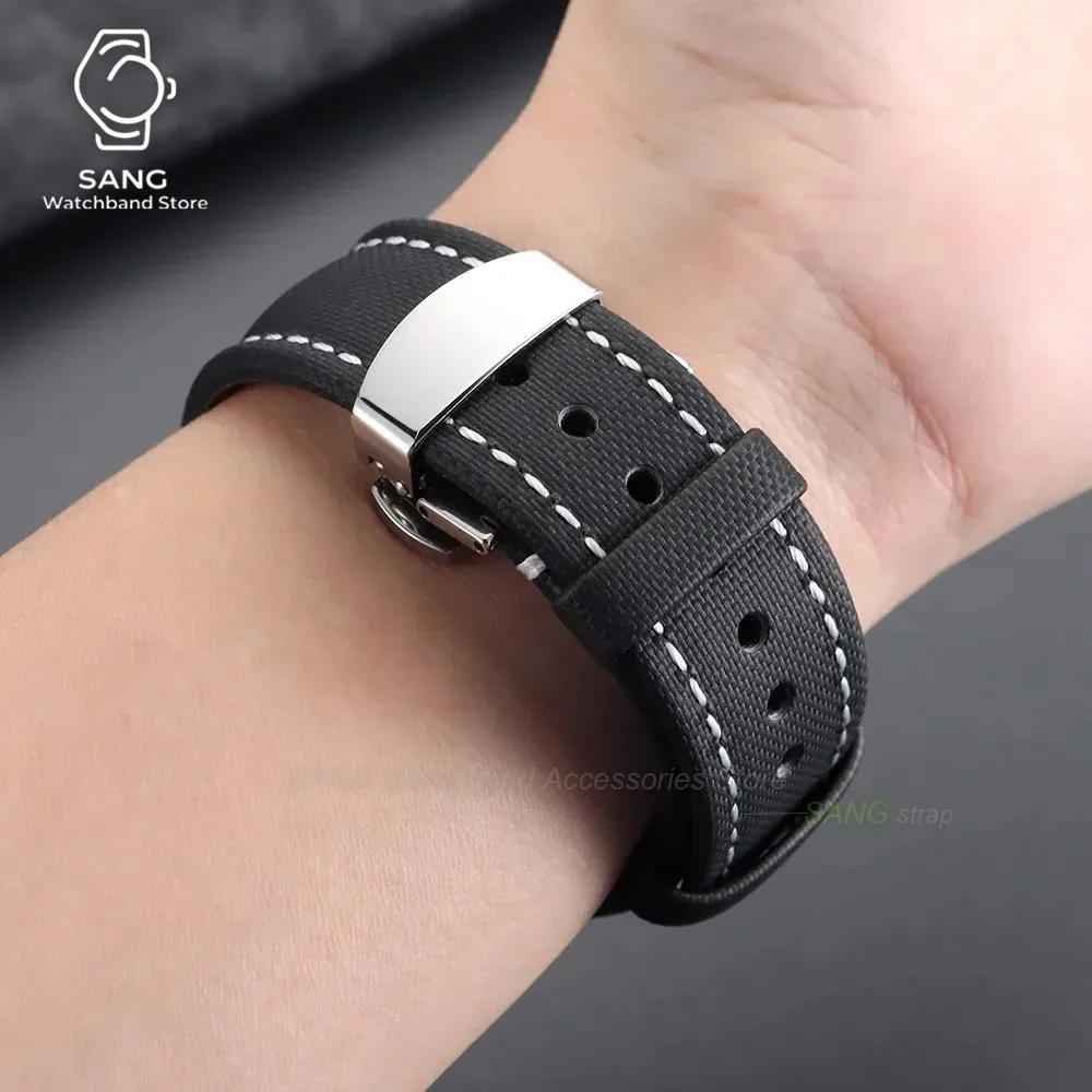 18mm 19mm 21mm 20mm 22mm Schnellverschluss-Segeltucharmband mit Butterfly-Schnalle für Herren und Damen, Wasserdichtes Canvas-Nylon-Uhrenarmband – Detail 9