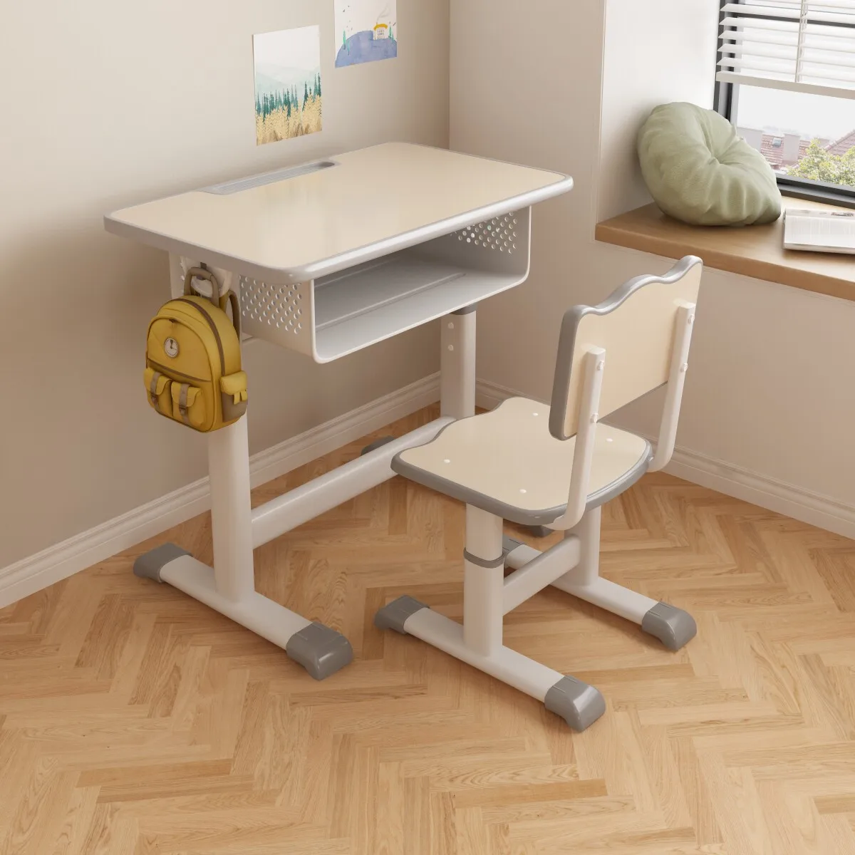 Children's study table Primary school students Writing homework Desk Lifting Home training class School desks and chairs Set