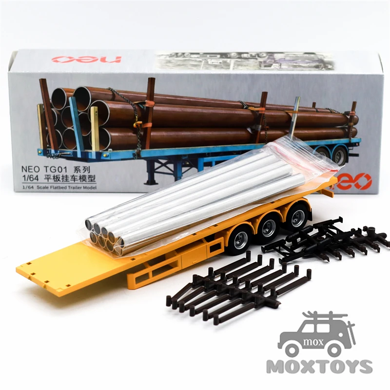 

Металлическая модель прицепа-платформы NEO 1:64 для коллекционирования и демонстрации, аксессуар для транспортных моделей