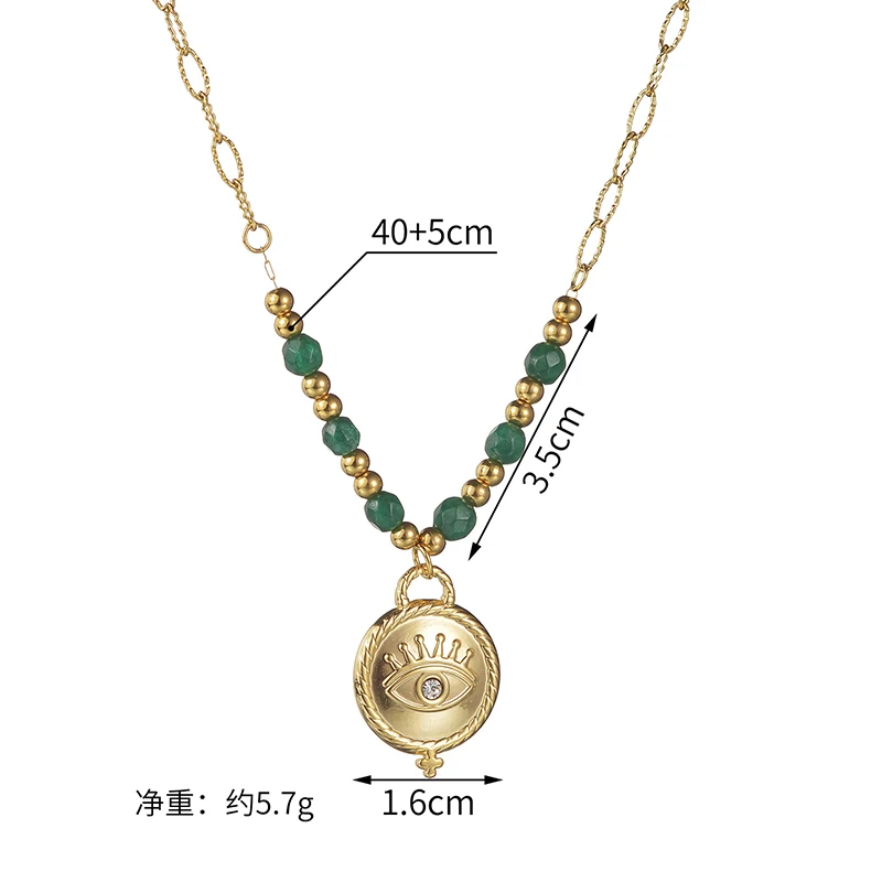 Bohemia Colorful Natural Stone Beaded Necklaces Vintage Sun Eye Stainless Steel Women Necklaces Summer Jewelry