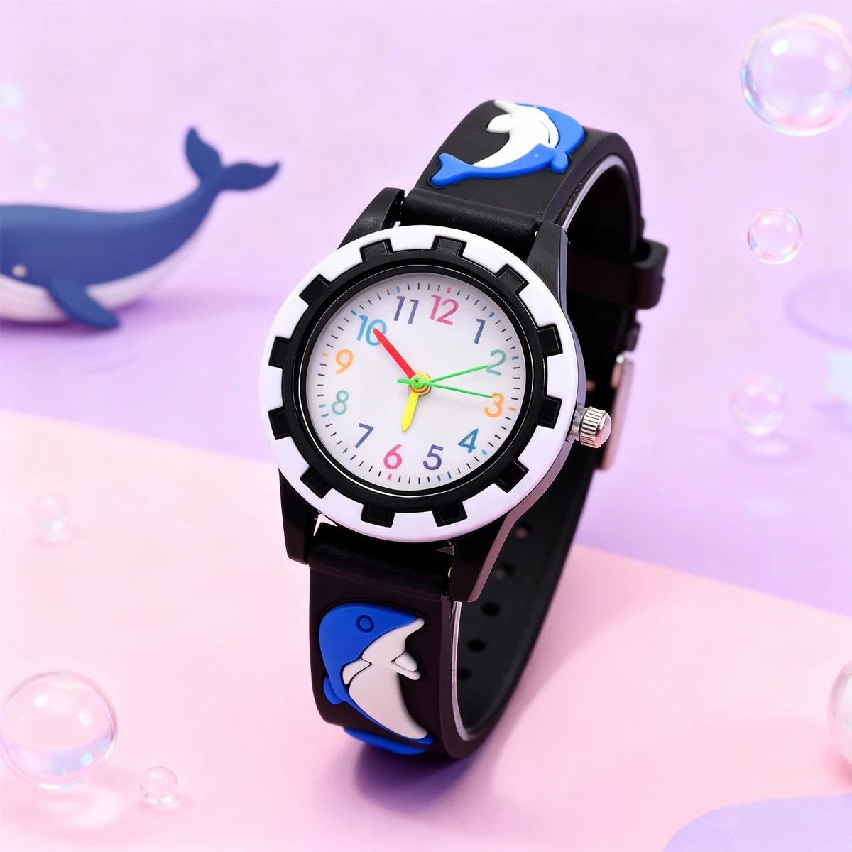

Cute Dolphin Kids Watch 3D Silicone Strap Quartz Wristwatch for Boys Girls Children Waterproof Time Learning Toy Watch