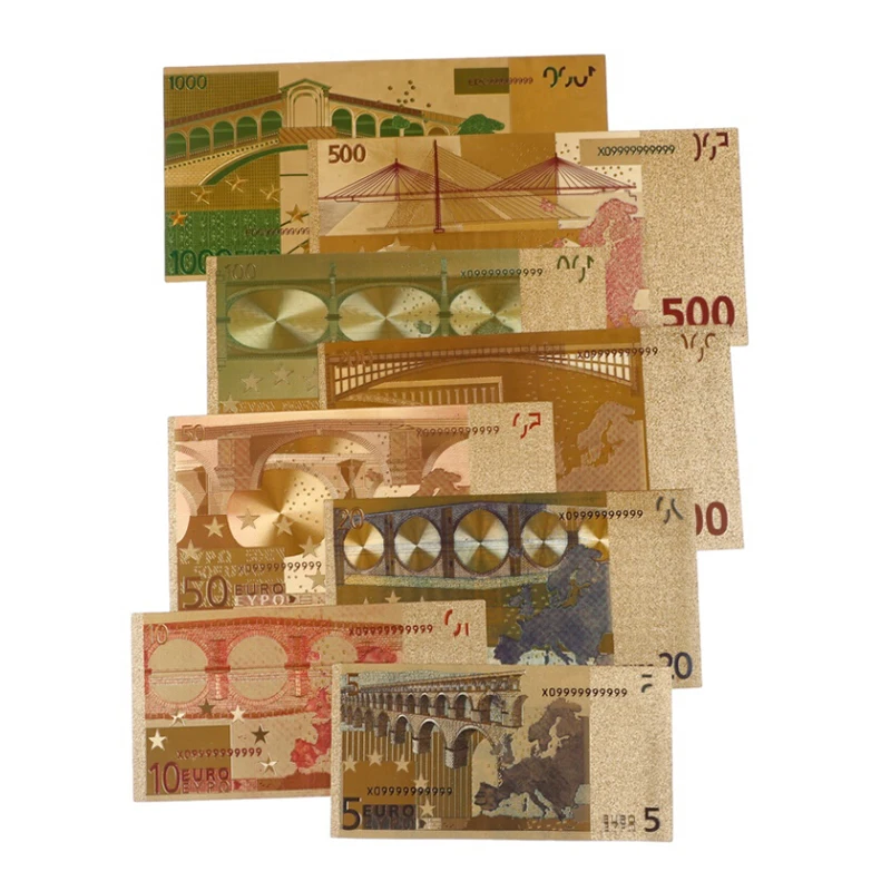 8PC/set Euro banknote gold foil paper money crafts collection bank note currency