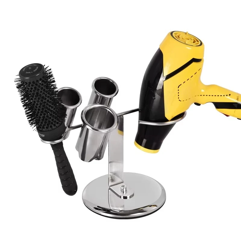 

Silver Upgraded Hair Dryer Holder Store 4 Accessories Straighten Clipboard Holder