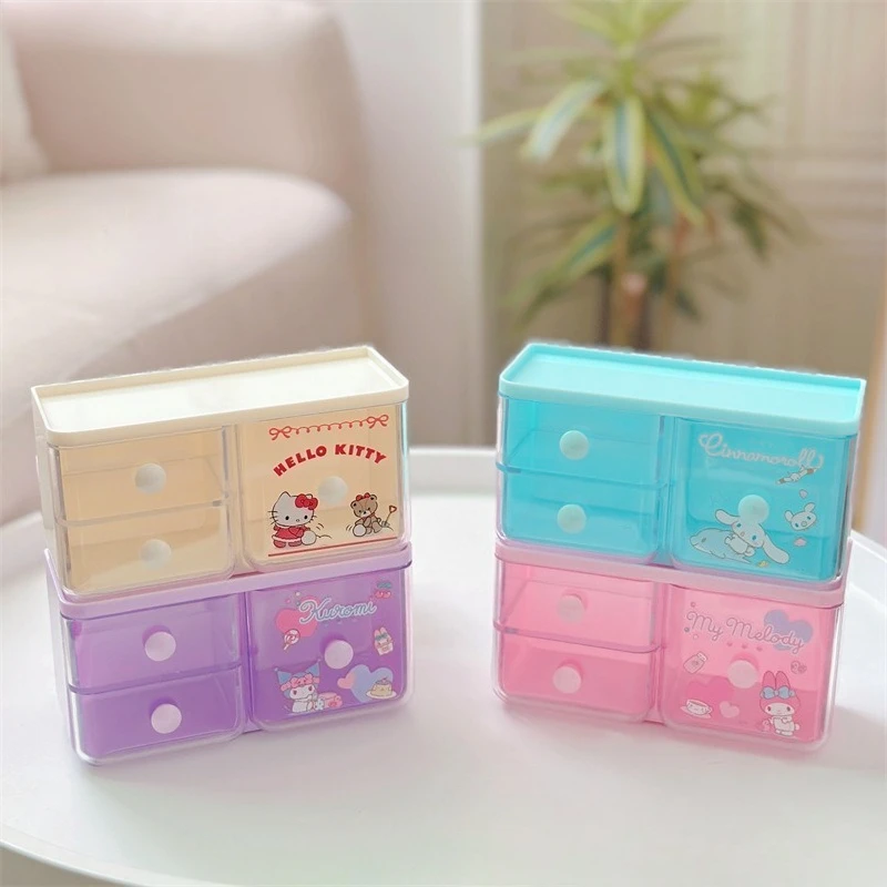 

Kawaii Hello Kitty Storage Box Cute Cartoon Drawer Box Office Desktop Accessories Travel Women Supplies Student Gift Wholesale