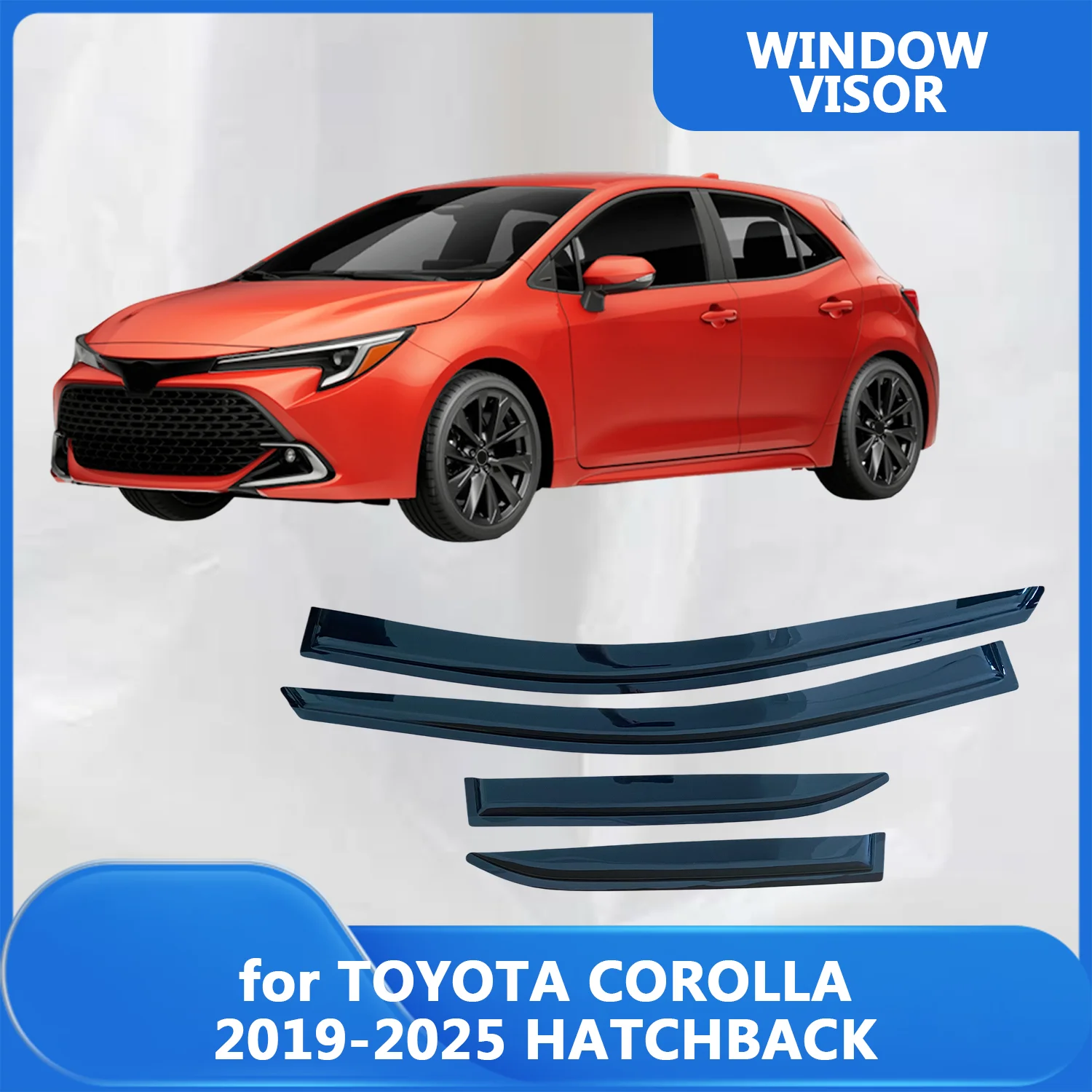 

FOR TOYOTA COROLLA 2019 2020-2025 HATCHBACK Side Window Visor Rain Guard Side Vent Deflector Weathershield Outside-Mount Tape On
