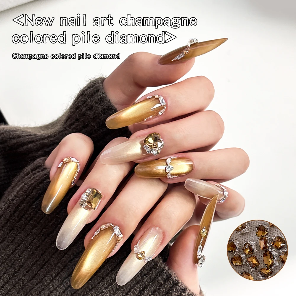 5-6Pcs Maillard Herbst Winter Braun Farbe Strass Transparente Form Nail art Kristall K9 Glas Maniküre Dekoration DIY liefert