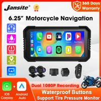 Jansite-navegador GPS portátil para motocicleta, 6,25 pulgadas, inalámbrico, Carplay, Android, Auto DVR, grabador de conducción, monitor para Moto, resistente al agua IPX7