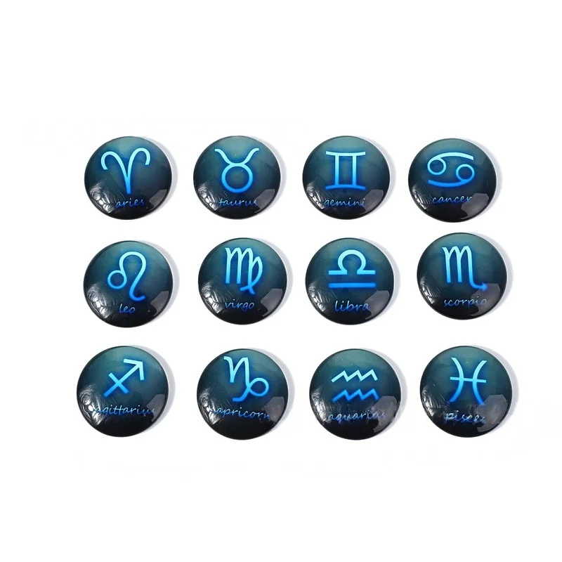 Twelve Constellation Series Glass Crystal Refrigerator Sticker Round Magnetic Starry Sky Crystal Stone Home Decoration Gift
