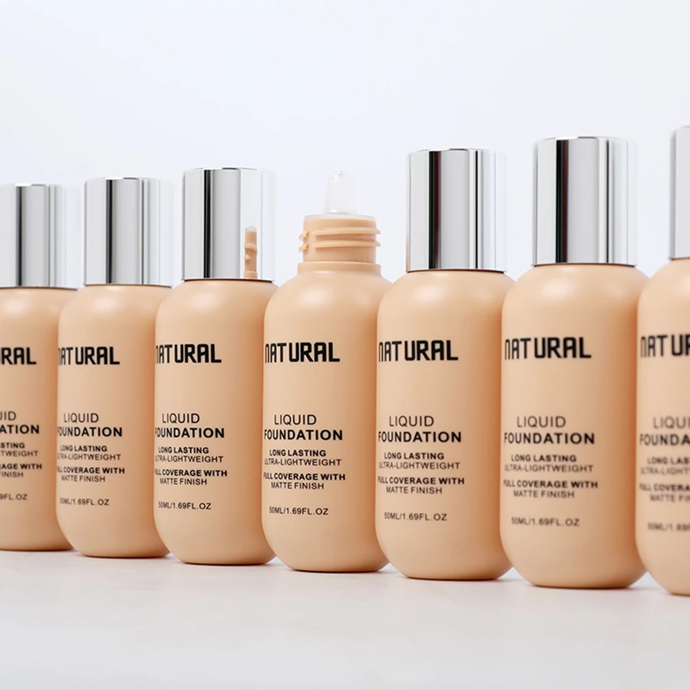 

12-цветная жидкая основа под частной маркой, индивидуальный логотип, 50 мл, маленькая бутылка для молока, BB-крем, консилер, долговечный макияж с полным покрытием